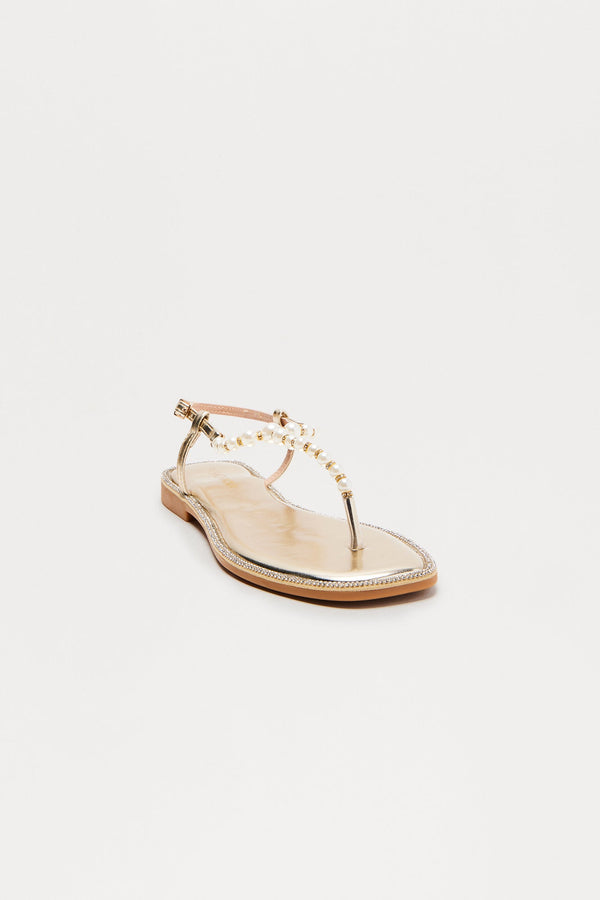 Liz Pearl Strappy Sandals - Gold