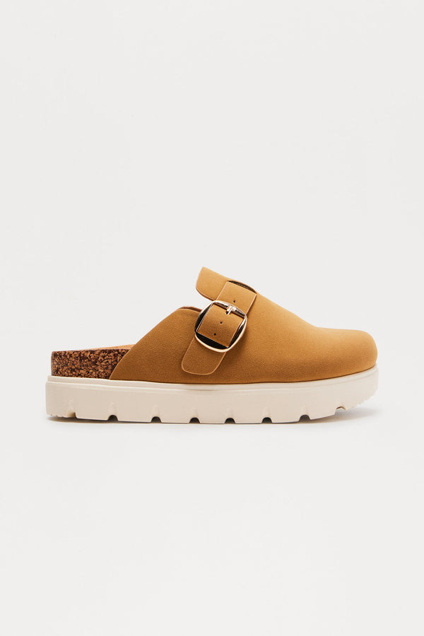 Oaks Buckle Slides - Tan