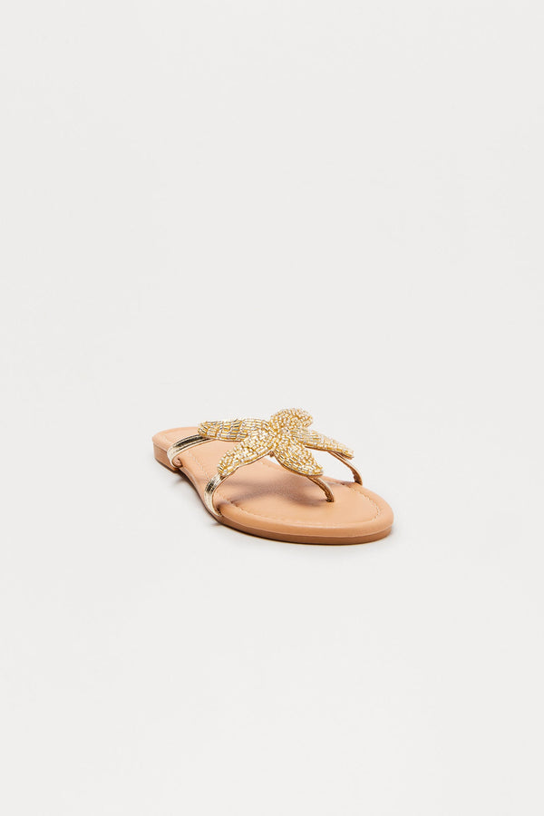 Shoreside Starfish Flip Flops - Gold