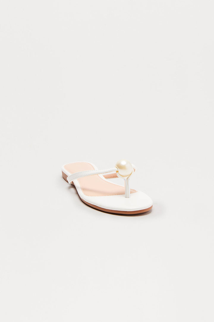 Florenza Pearl Flip Flops - White