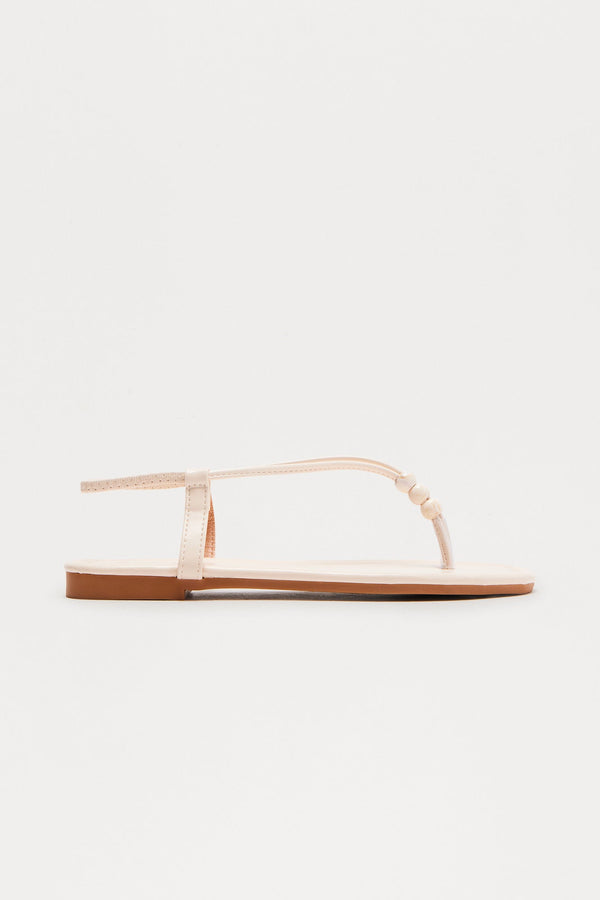 Suzu Beaded Sandals - Beige
