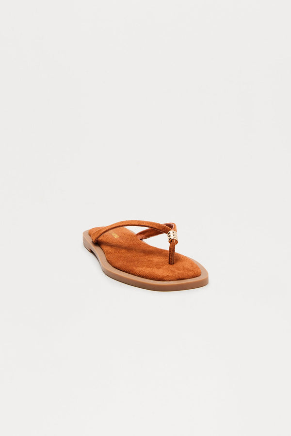 Sizzle Faux Suede Flip Flops - Tan