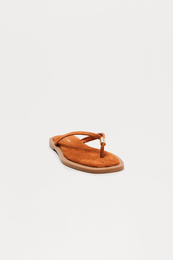 Sizzle Faux Suede Flip Flops - Tan