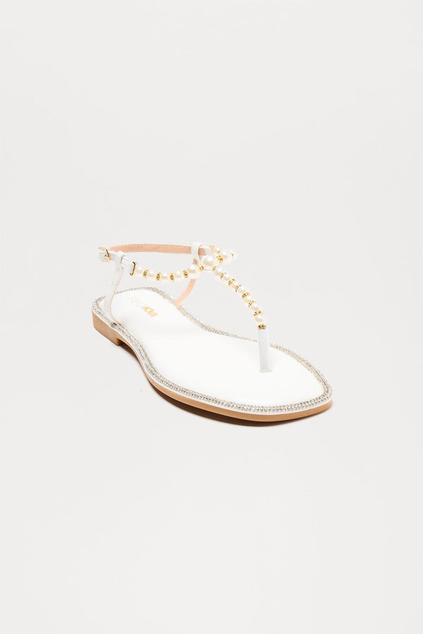 Liz Pearl Strappy Sandals - White