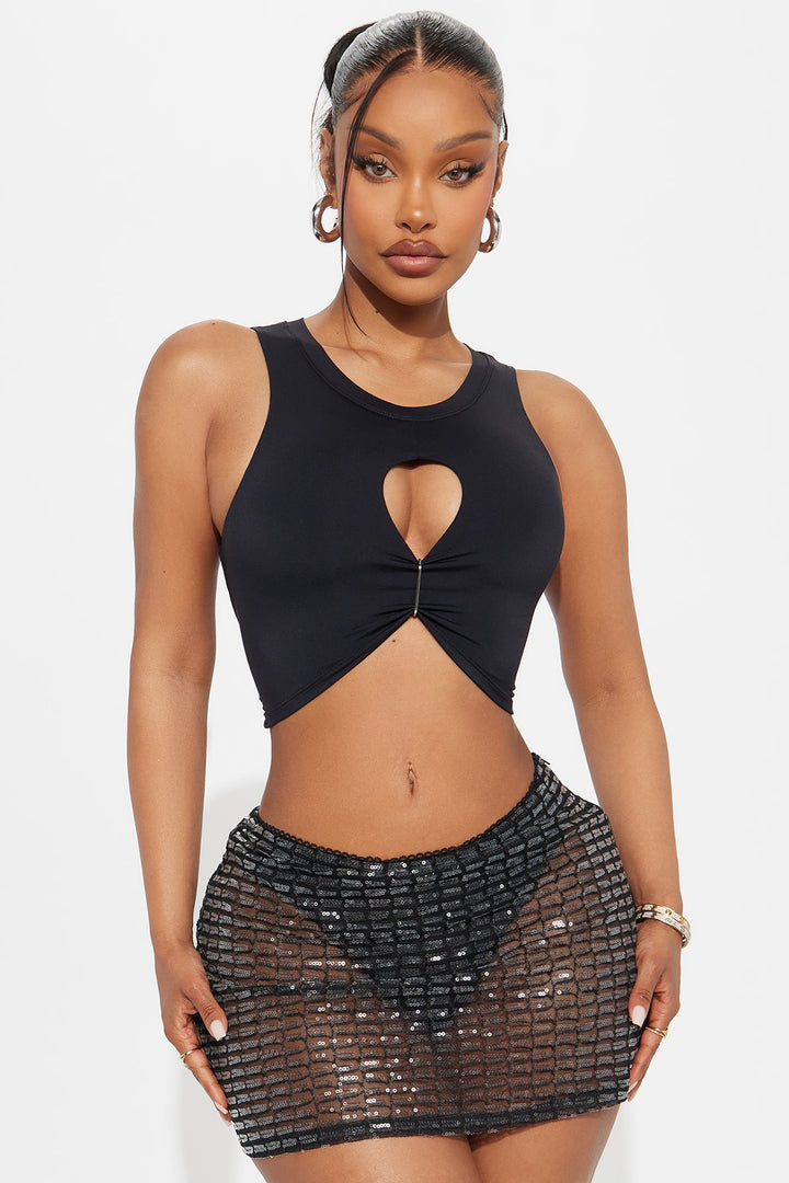 Own It High Neck Double Lined Top - Black