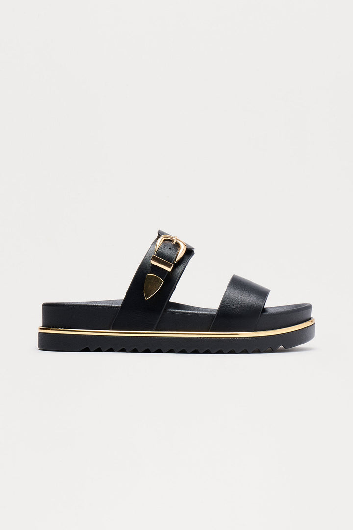 Dean Buckle Slip On Sandals - Black