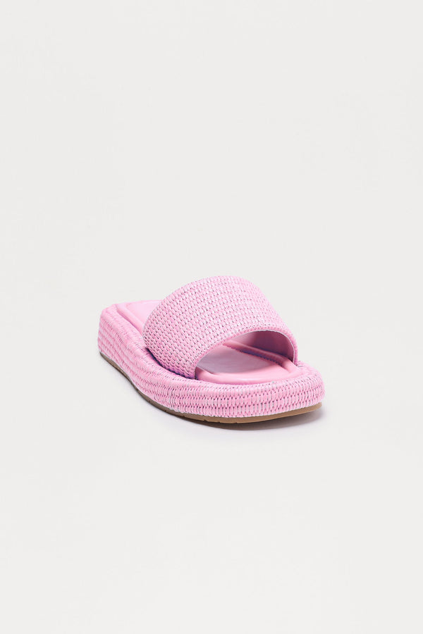 Golden Coast Raffia Sandals - Pink