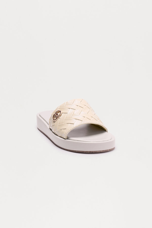 Sage Woven Slip On Sandals - White