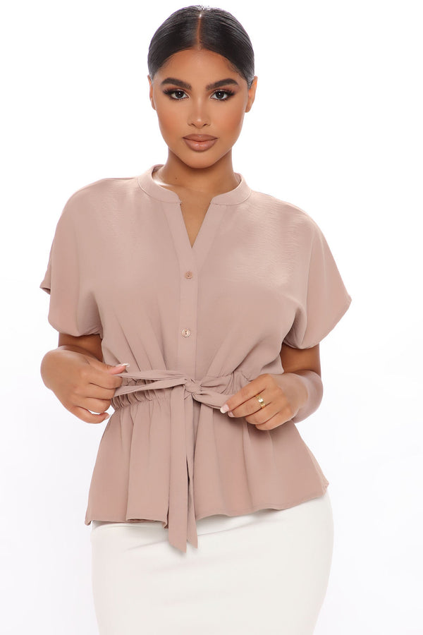 Waist No Time Blouse - Mocha