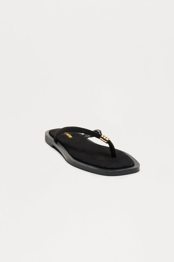 Sizzle Faux Suede Flip Flops - Black