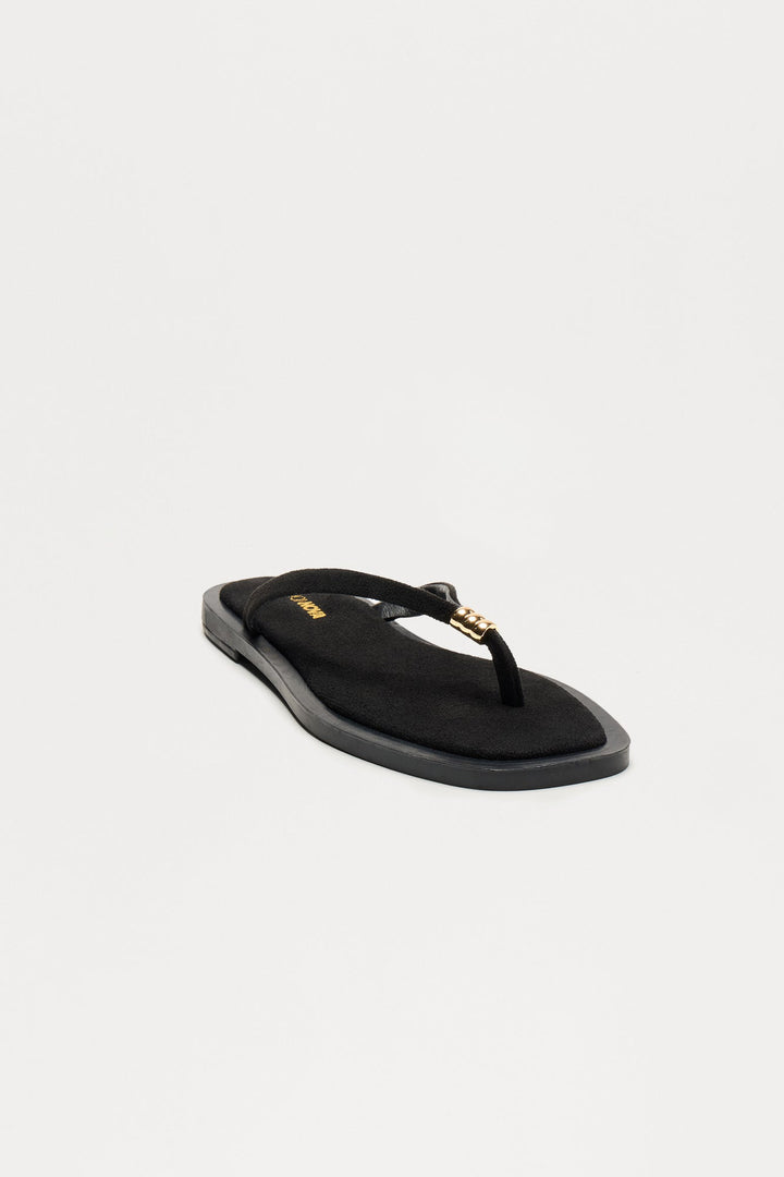 Sizzle Faux Suede Flip Flops - Black