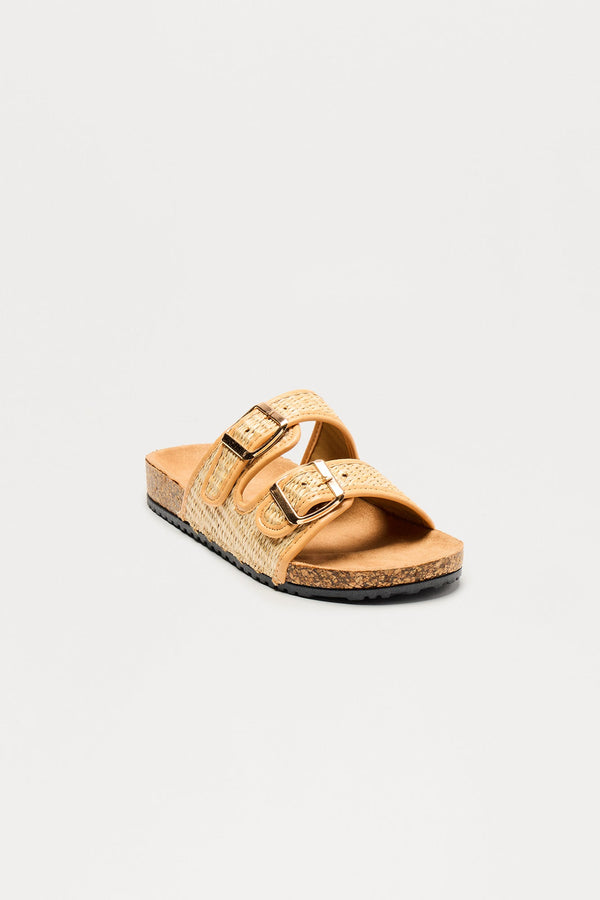 Flounder Raffia Buckle Sandals - Natural