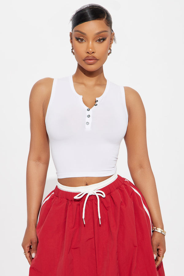 Samantha Henley Tank Top - White