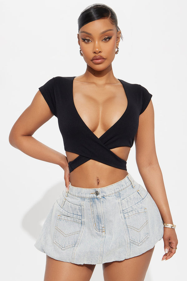 Trista Double Lined Short Sleeved Baby Tee - Black