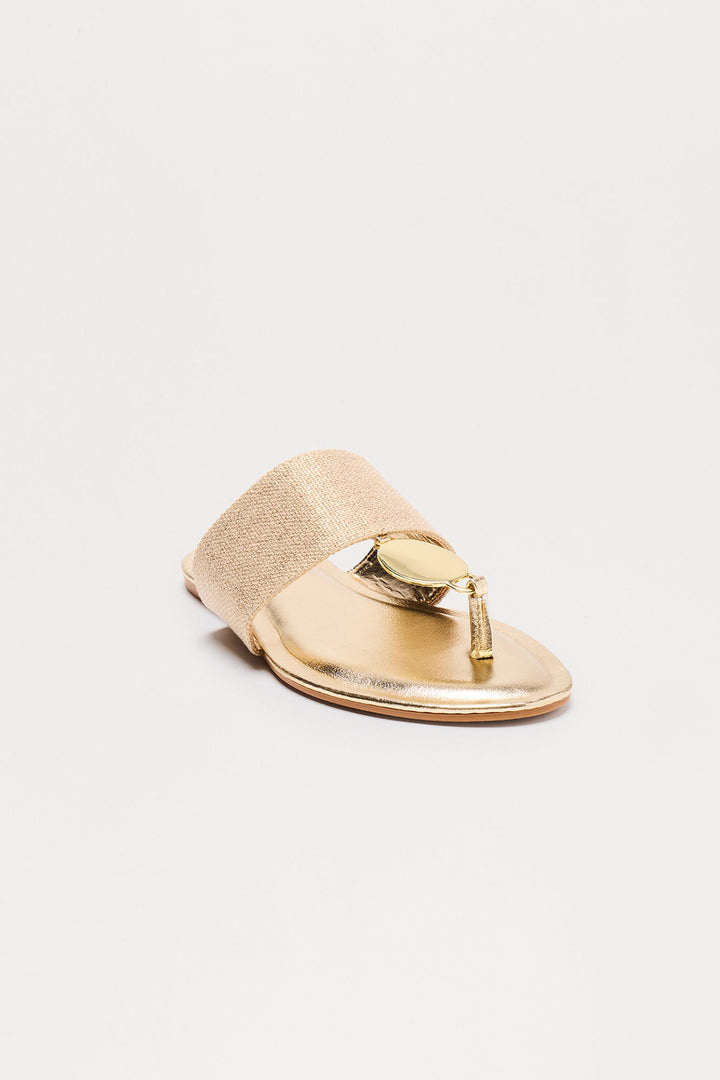 Emerald Bay Hardware Flip Flops - Gold
