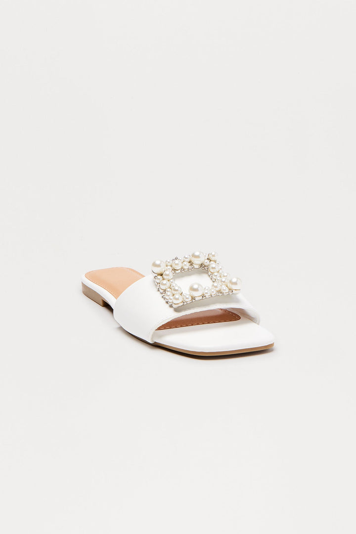 Winnie Pearl Slip On Sandals - White