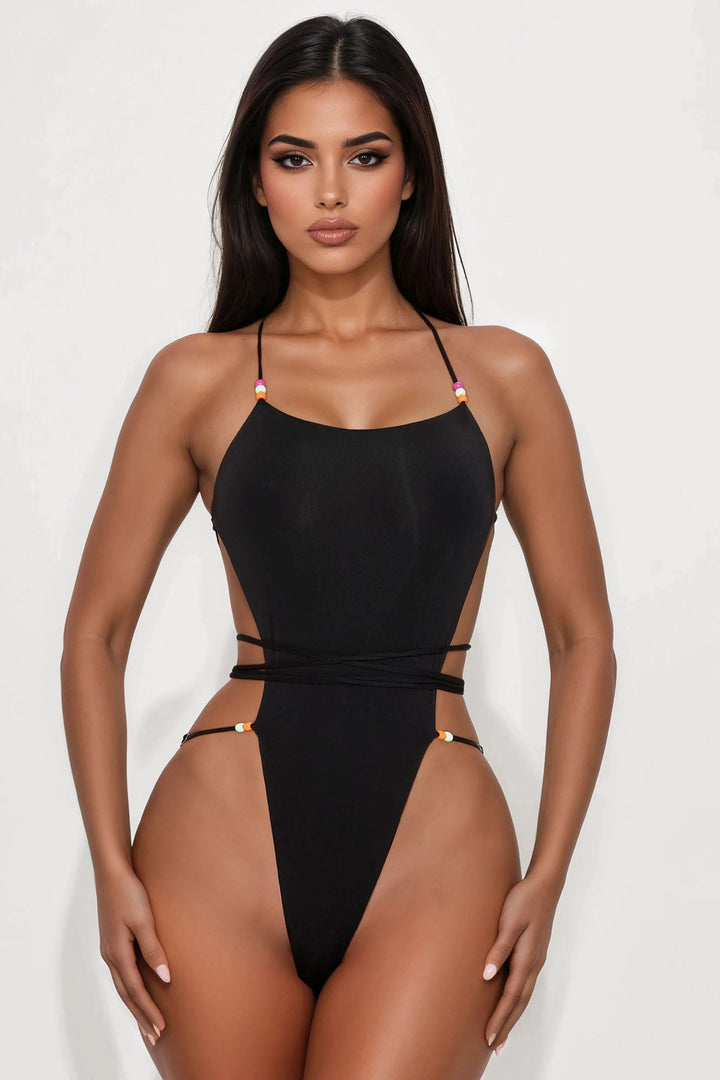 Cruising Beachside Backless Bodysuit - Black