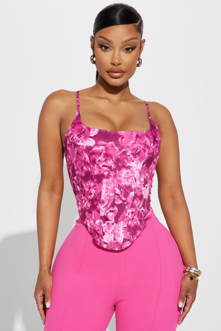 Bring Me Flowers Corset Top - Fuchsia