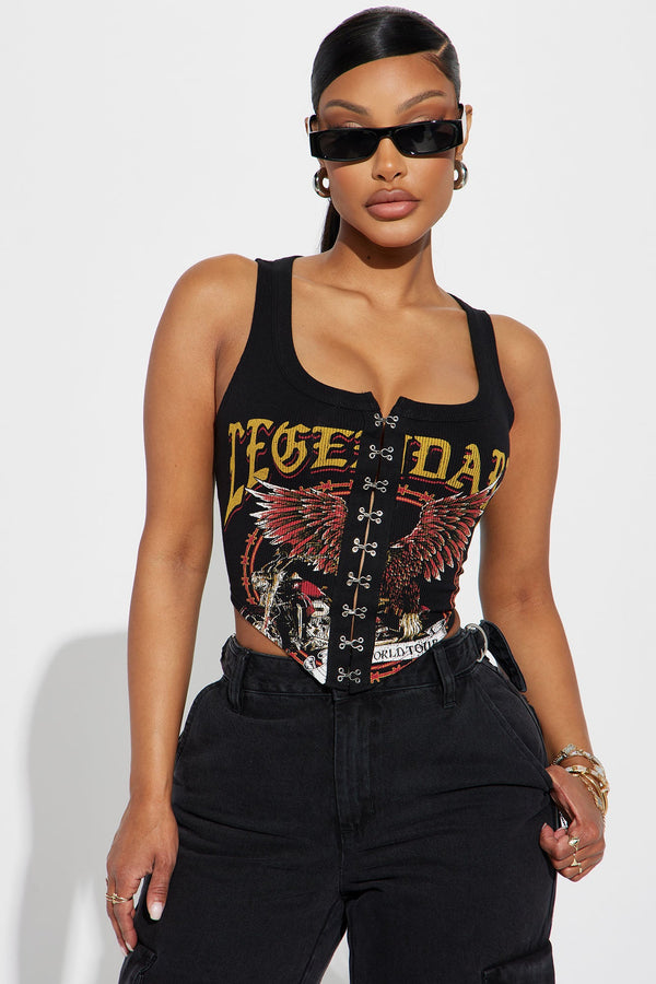 She's Legendary Graphic Corset - Black