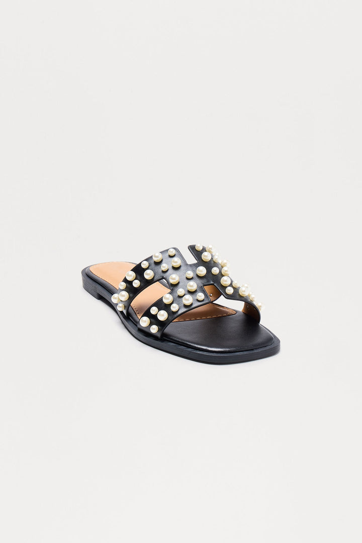 Wells Pearl Slip On Sandals - Black
