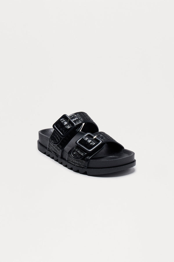 Venice Beach Raffia Sandals - Black