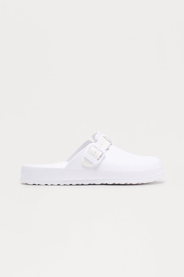 Mellow Buckle Slides - White