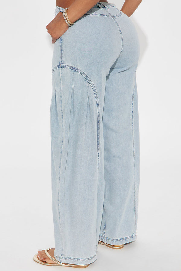 For Shore Loose Flowy Denim Wide Leg Jeans - Light Wash