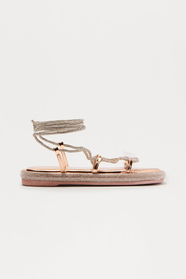 Bring On The Vibes Sandals - Rose Gold