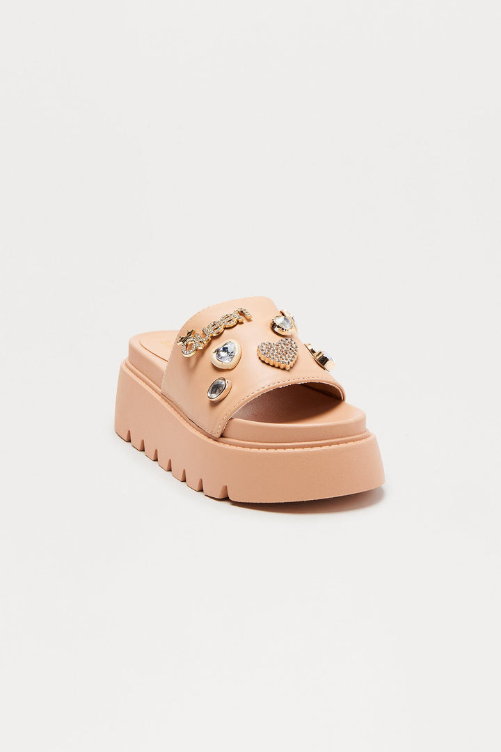 Toshi Embellished Platform Sandals - Nude