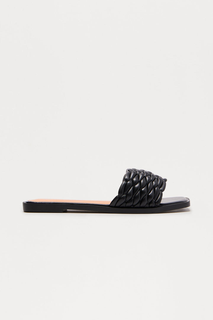 Cantaloupe Braided Slip On Sandals - Black