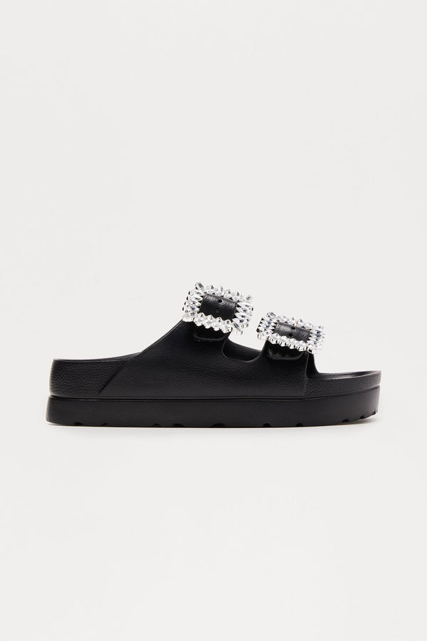 Kryslin Jewel Buckle Sandals - Black
