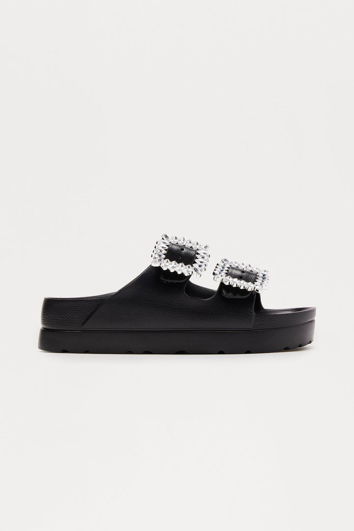 Kryslin Jewel Buckle Sandals - Black