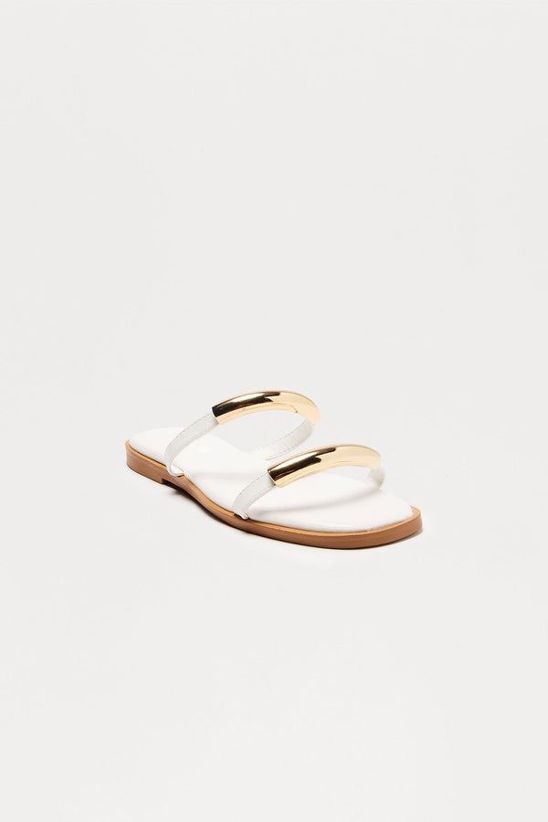 Casen Hardware Slip On Sandals - White
