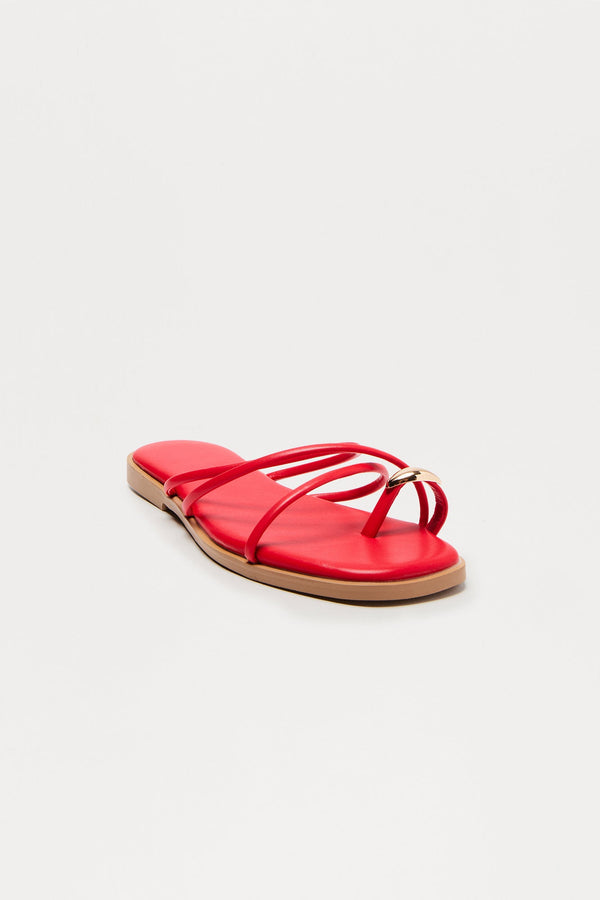 Lune Toe Ring Sandals - Red