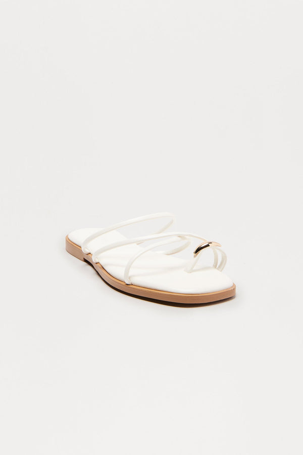Lune Toe Ring Sandals - White