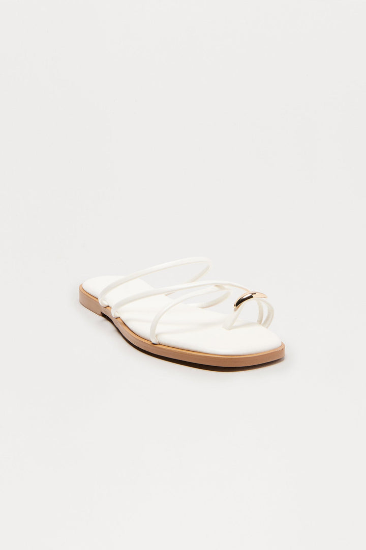 Lune Toe Ring Sandals - White