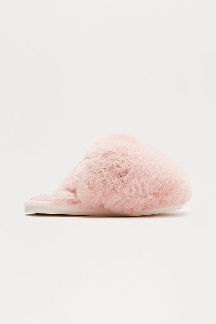 Fluff Faux Fur Slippers - Pink