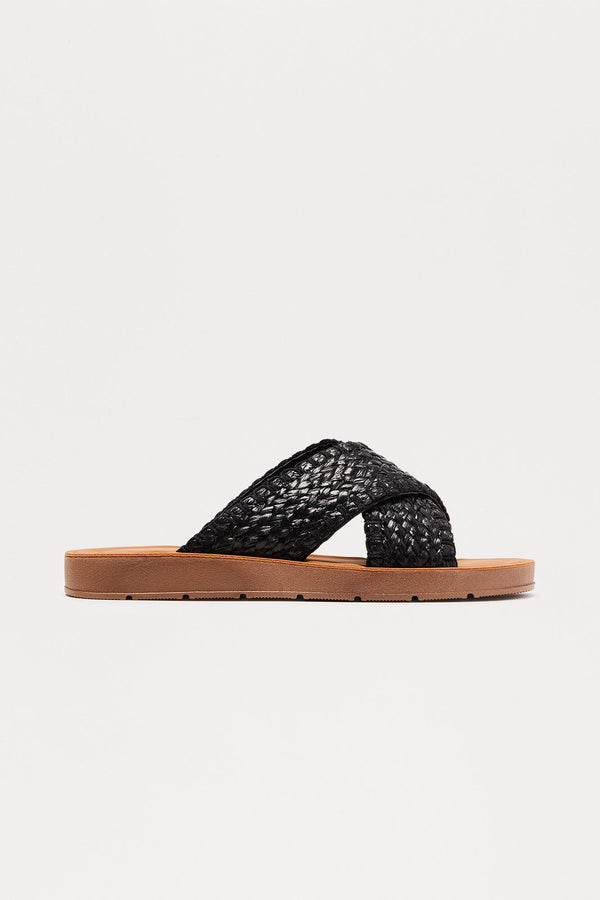 Aliso Beach Raffia Sandals - Black
