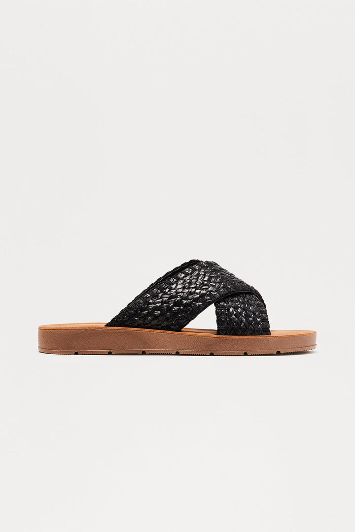 Aliso Beach Raffia Sandals - Black