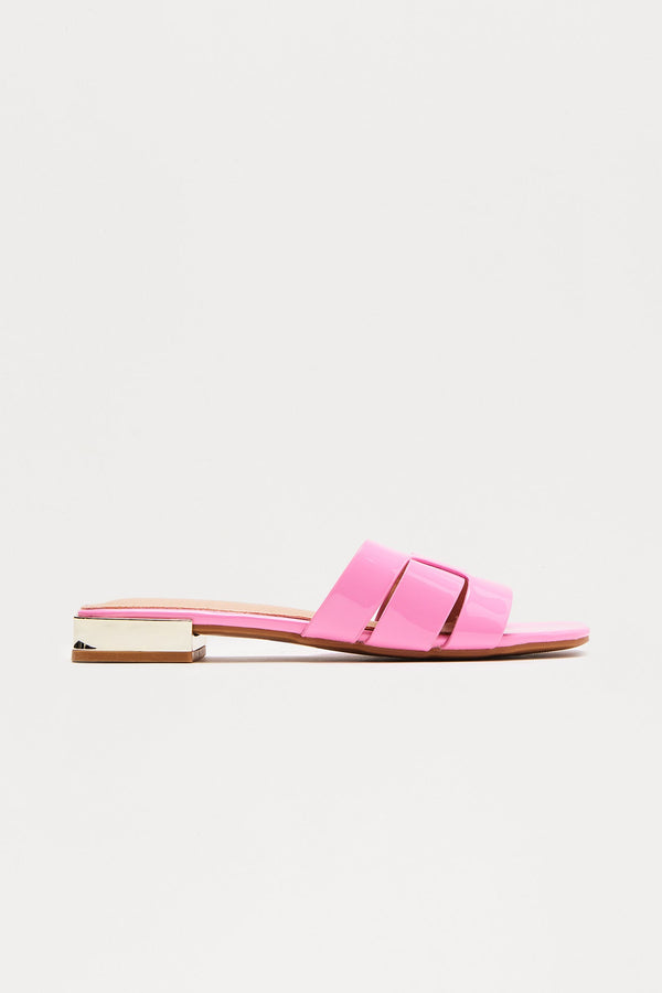 Ways Faux Patent Sandals - Pink