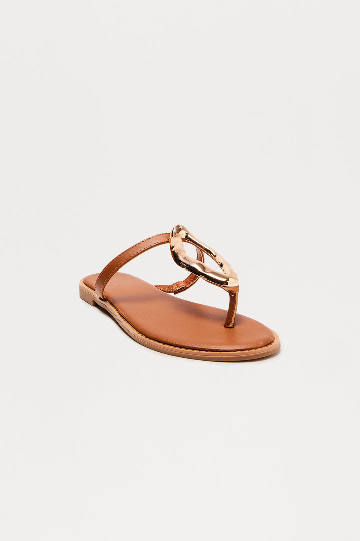Savi Hardware Flip Flops - Tan