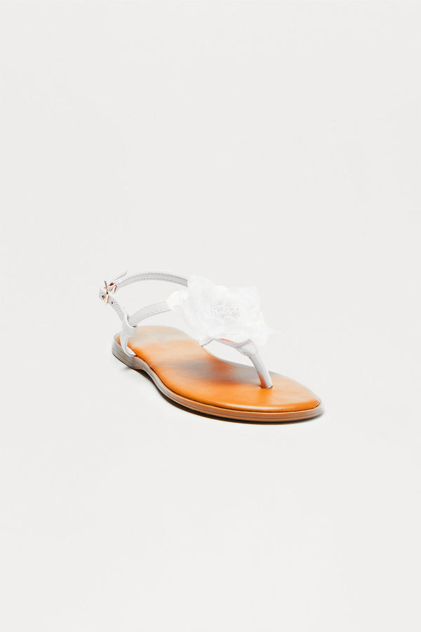 Addie Flower Sandals - White