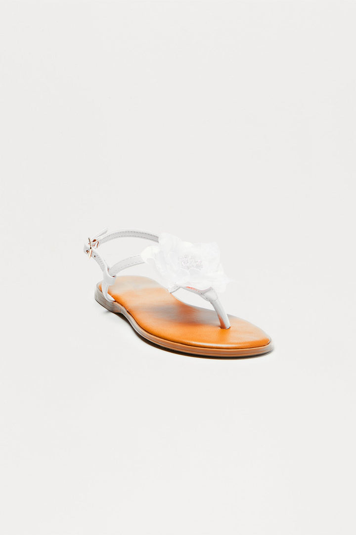 Addie Flower Sandals - White
