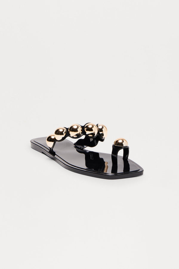 Radiate Toe Ring Jelly Sandals - Black
