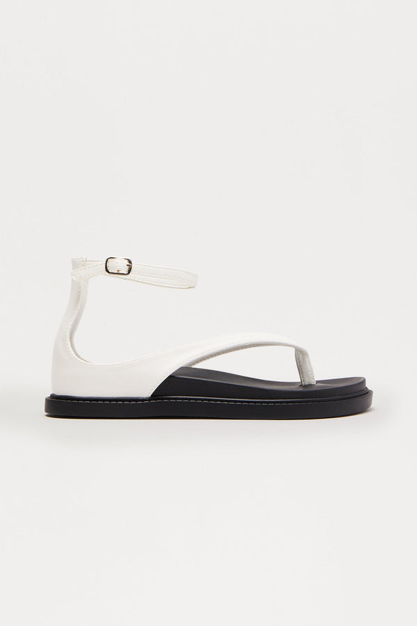 Silma Ankle Strap Slides - White