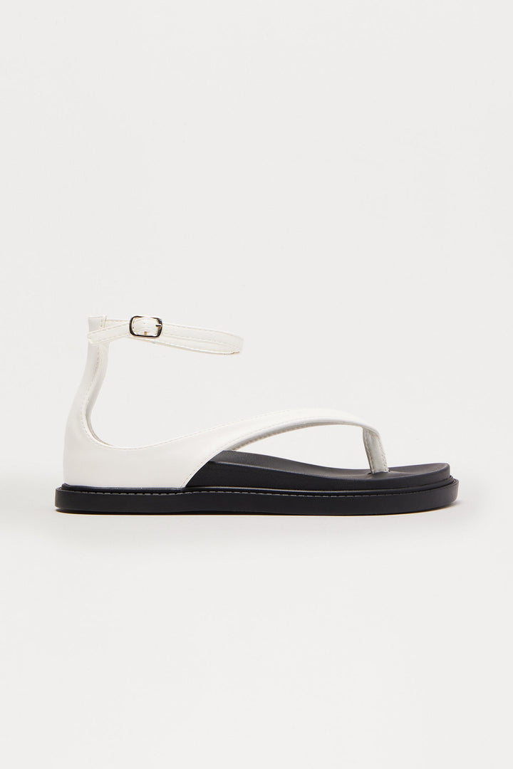 Silma Ankle Strap Slides - White