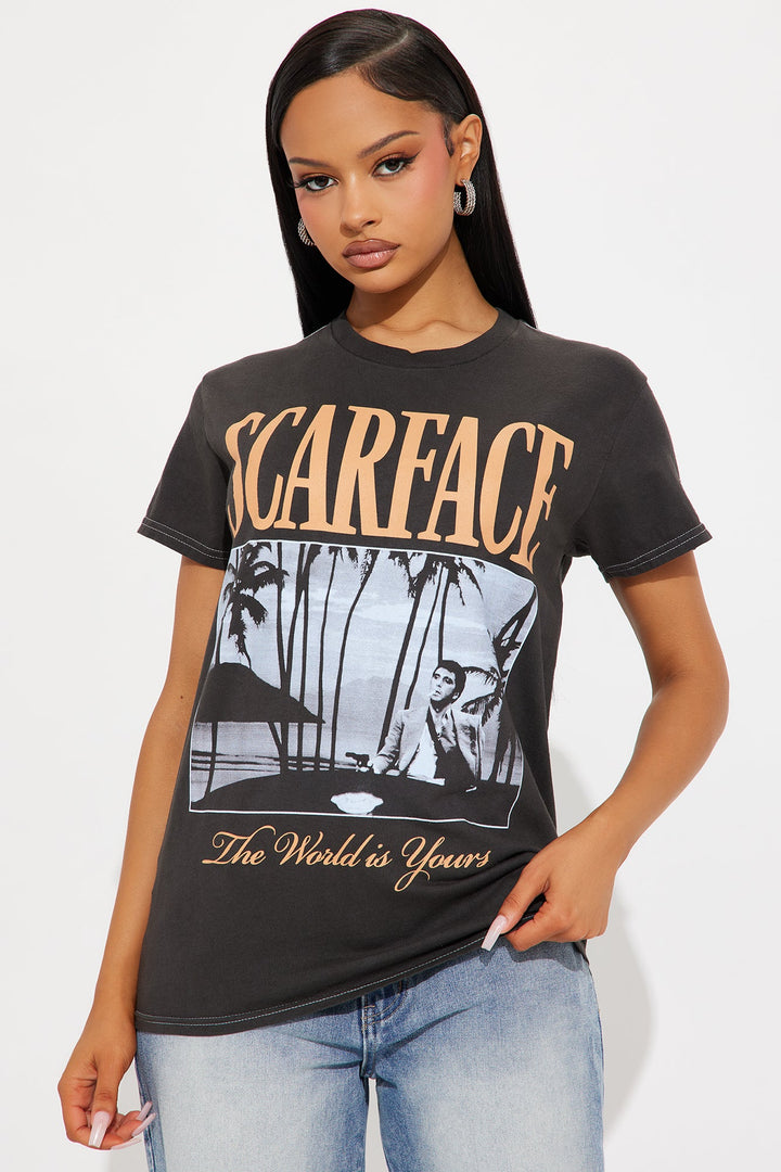 Scarface Beach Washed Oversized Tee - Black