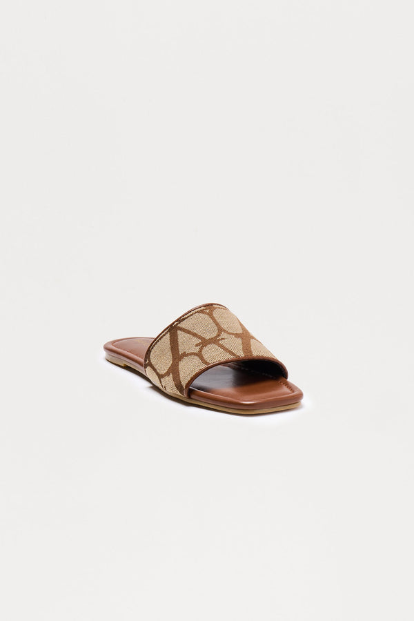 Xyla Novelty Print Slip On Sandals - Chocolate/Combo
