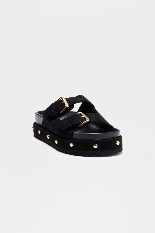 Chanti Buckle Studded Sandals - Black