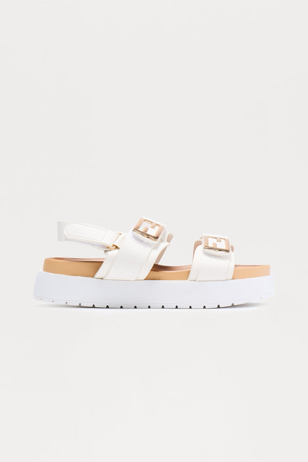 Shane Hardware Platform Sandals - White